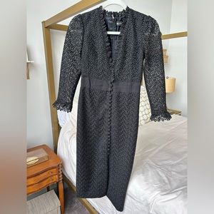 Jill Stuart V cut black eyelet cocktail dress.